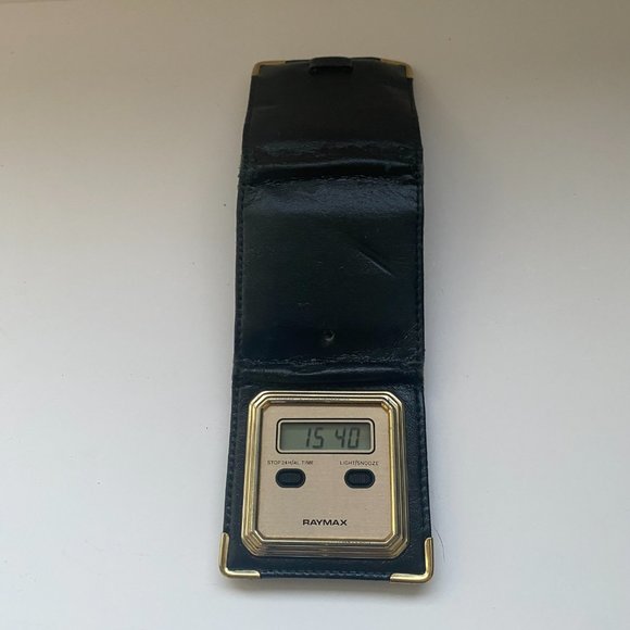 Raymax Black Foldable Leather Covered Pocket Digital Clock - Picture 3 of 8